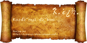 Kozányi Ákos névjegykártya